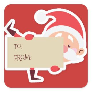 Peeking Santa christmas Gift Sticker