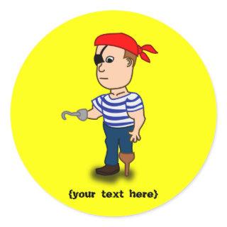 Peg-leg Pirate Classic Round Sticker