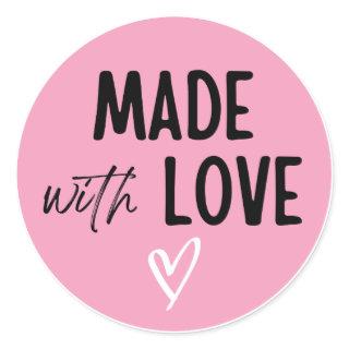 Pegatina hecha con amor ideal para pequeña empresa classic round sticker