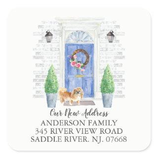 Pekingese Blue Door New Address Label