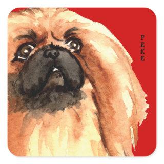 Pekingese Color Block Square Sticker