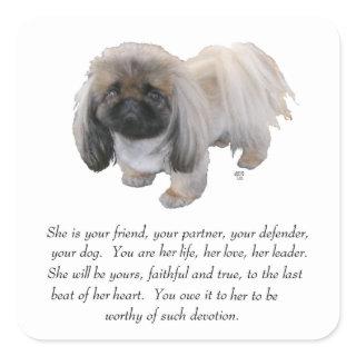 Pekingese Keepsake - FEMALE Square Sticker