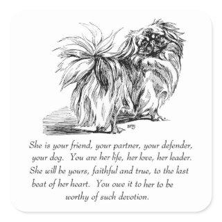 Pekingese Keepsake - FEMALE Square Sticker
