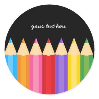 pencil colors * choose your background color classic round sticker