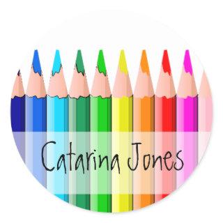 Pencils - Customized Classic Round Sticker