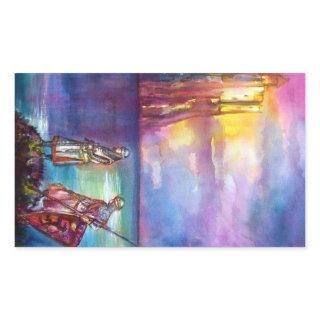 PENDRAGON Medieval Knights,Lake Sunset,Fantasy Rectangular Sticker
