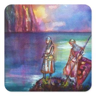 PENDRAGON Medieval Knights,Lake Sunset,Fantasy Square Sticker