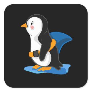 Penguin as a Shark Square Sticker