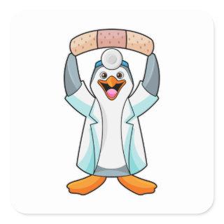 Penguin as Doctor with Plaster Square Sticker
