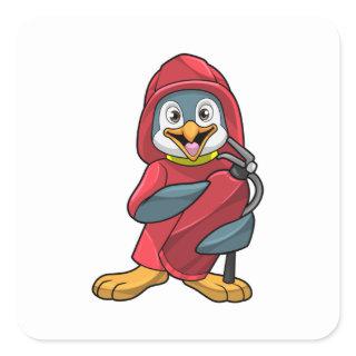 Penguin as Firefighter with Extinguisher Square Sticker