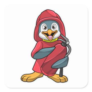 Penguin as Firefighter with Fire extinguisher Square Sticker