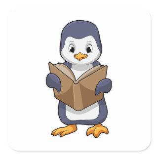 Penguin as Nerd with Book Square Sticker