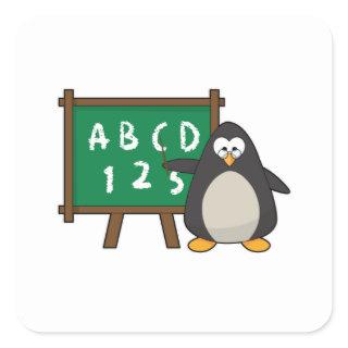 Penguin as Teacher with Blackboard Square Sticker