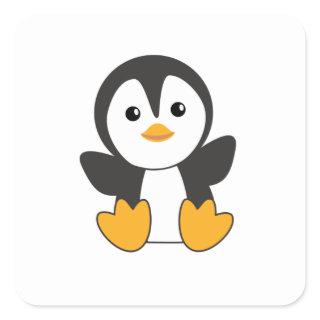 Penguin Cute Animals For Kids Funny Bird Square Sticker