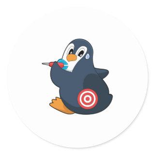 Penguin Darts Dart Dartboard Classic Round Sticker