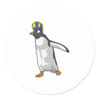 Penguin Handball player Handball Classic Round Sticker