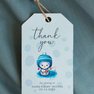 Penguin Icy Blue Baby Shower Thank You Favor Tag