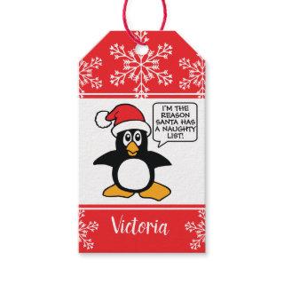 Penguin Naughty List Personalized Christmas Gift Tags