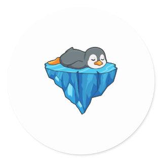 Penguin on Ice floe Classic Round Sticker