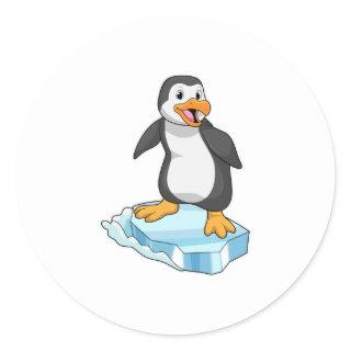 Penguin on Ice floe Classic Round Sticker