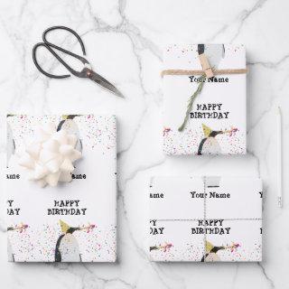 Penguin Partying - Animals at Birthday Party Name  Sheets