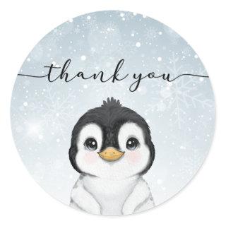 Penguin Thank you Favor Classic Round Sticker