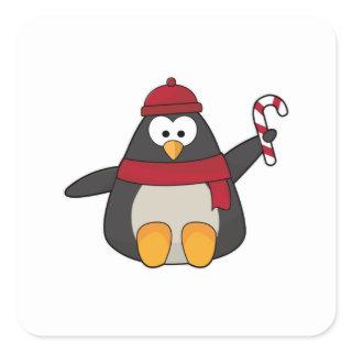 Penguin with Hat & Scarf Square Sticker