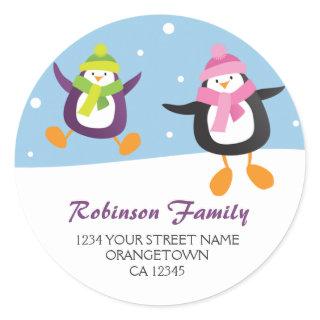 Penguins in the Snow Christmas Address Stickers