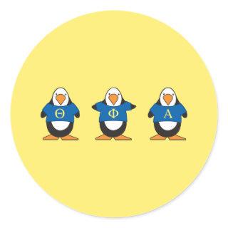 Penguins with Shirts Classic Round Sticker