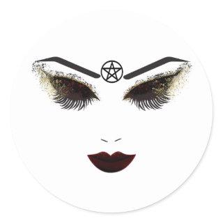 Pentacle Beauty Face Lashes & Dark Lips Makeup Classic Round Sticker