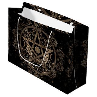 Pentagram Ornament - Gold and Black Large Gift Bag