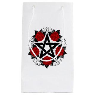 Pentagram with Red Roses Small Gift Bag