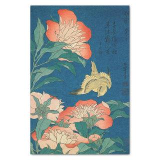 Peonies and Canary, 1834 by Katsushika Hokusai Tissue Paper