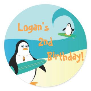 Pepe Surfer Penguin Little Kid Birthday Sticker