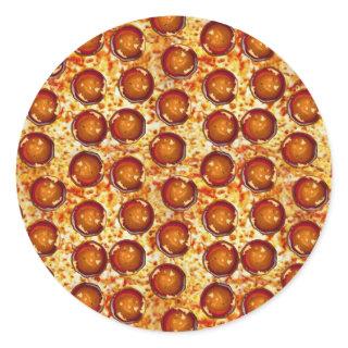 Pepperoni and Cheese Pizza Pattern Classic Round Sticker