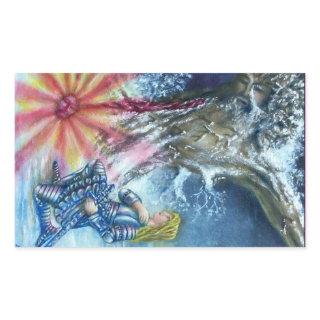 PERCEVAL AND VISION OF THE HOLY GRAIL RECTANGULAR STICKER