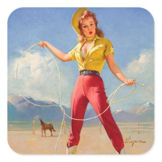Perfect Form, 1968 Pin Up Art Square Sticker
