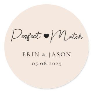 Perfect Match! Beige-Brown, Elegant, Simpel  Classic Round Sticker