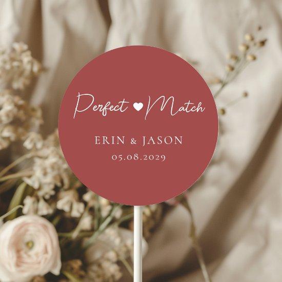 Perfect Match! Red, Elegant, Simpel  Classic Round Sticker