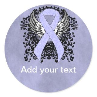 Periwinkle Ribbon with Wings Classic Round Sticker