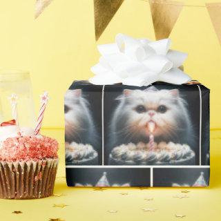 Persian Cat With a Birthday Cake