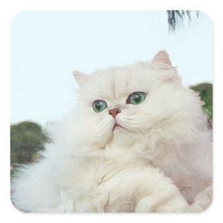 Persian Cat with Jade Eyes Square Sticker