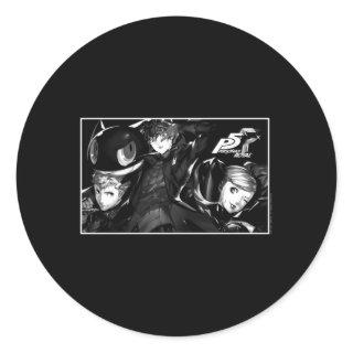 Persona 5 Characters In Rectangle Classic Round Sticker