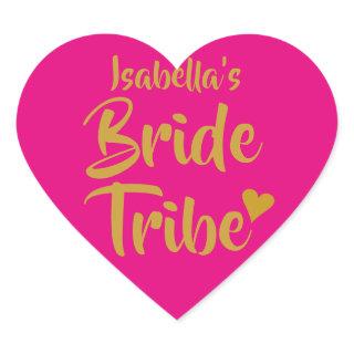 Personalised Bride Tribe Gold Heart Heart Sticker