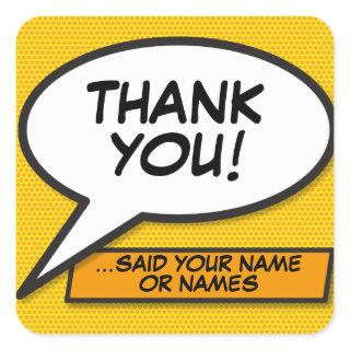 Personalised Comic Book Pop Art Speech Bubble Square Sticker