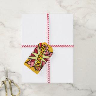 Personalised Comic Book Pop Art THANKS Gift Tags