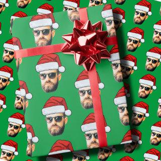 Personalised Face Santa Hat Gift Wrap Funny Heads