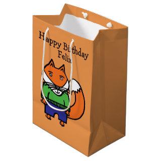 Personalised Felix the Fox Happy Birthday Medium Gift Bag