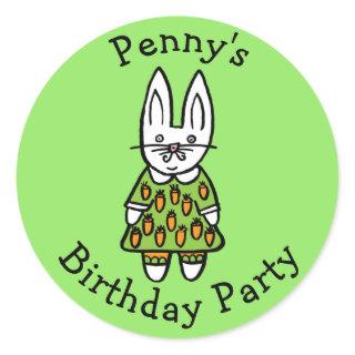 Personalised Penny the Rabbit Birthday Party Classic Round Sticker