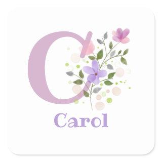 Personalised with Name Carol and Initial. Square Sticker